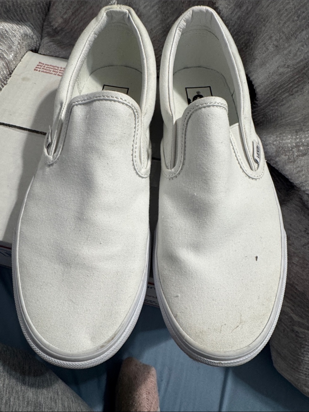 Vans White Canvas Slip-On Sneakers